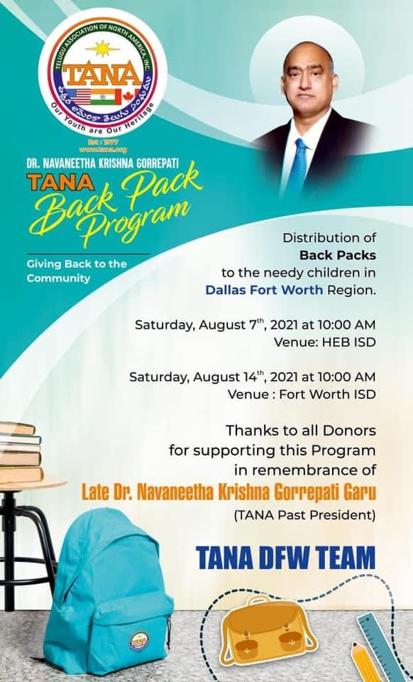 TANA Back pack program 