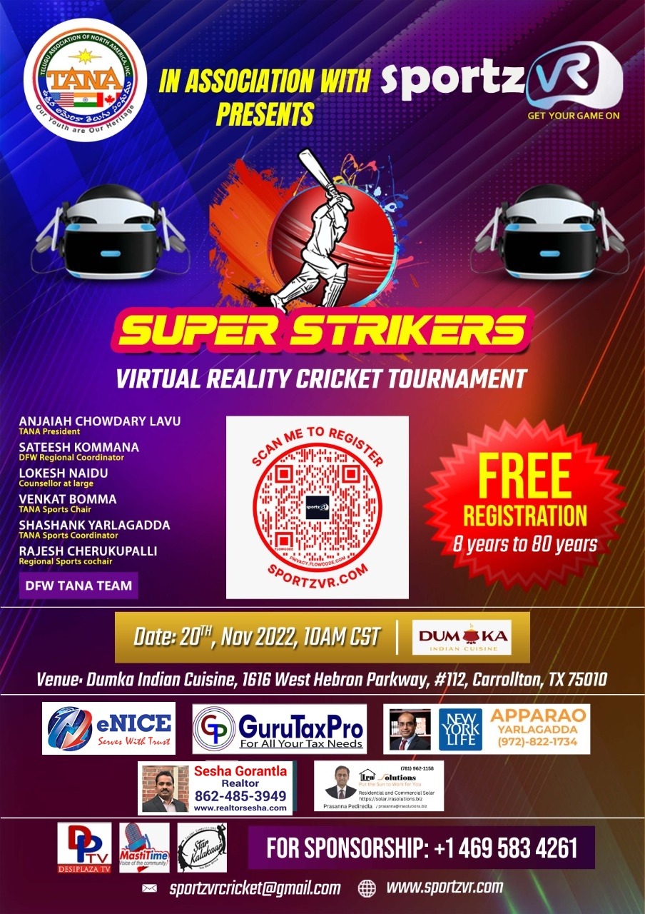 TANA Super Strikers VR Cricket Tournament